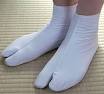 White tabi socks provided at the entrance to the tearoom