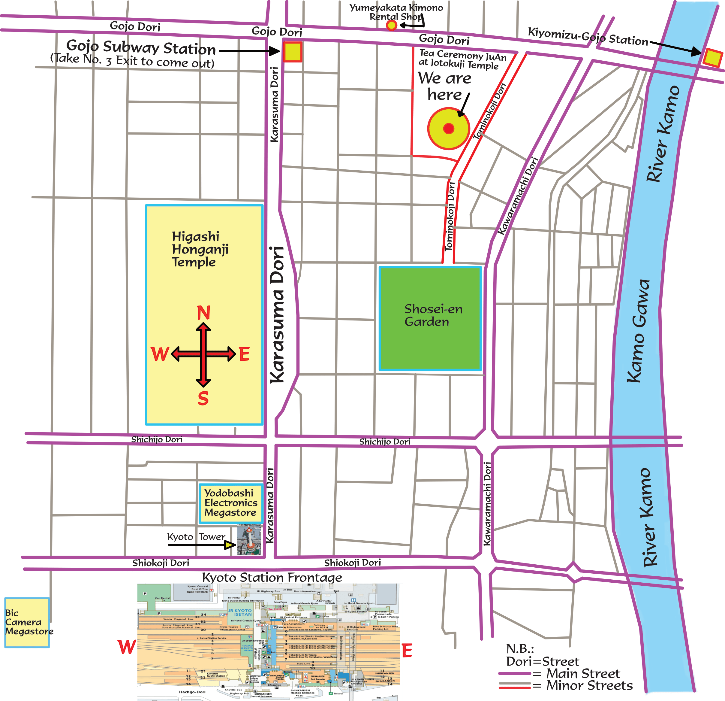 Street map showing the location of Jotoku-ji Temple